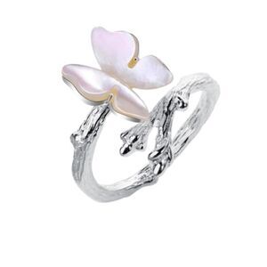 Minimalist 925 Sterling Silver resting Butterfly Wrap Ring Unique Statement Ring